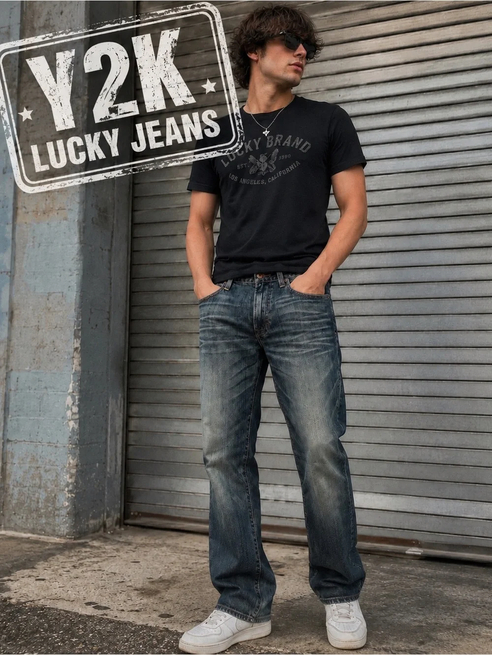 Lucky Brand 121 Heritage Slim Jeans Men’s 32x32 Y2K Whiskered Distressed Denim